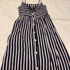 Striped button up maxi with tie front